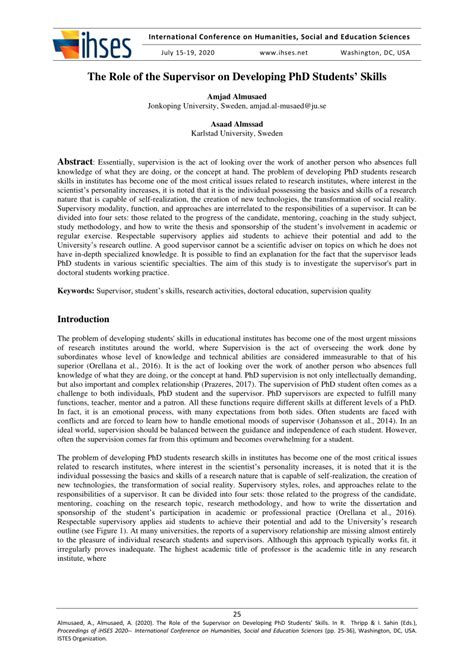 Pdf The Role Of The Supervisor On Developing Phd Students Skills