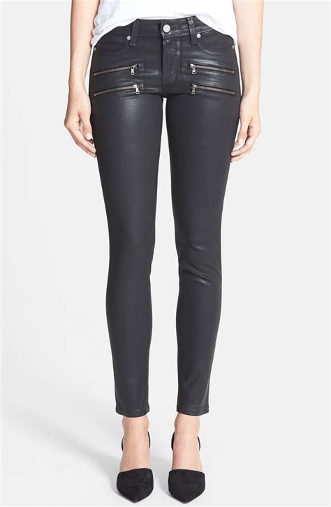 Paige Edgemont Coated Ultra Skinny Jeans Black Silk Nordstrom