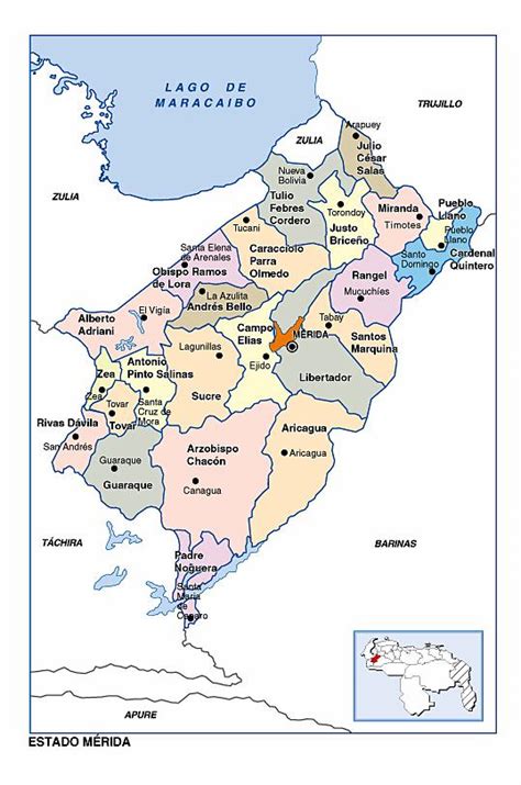 Mapa Del Estado Mérida Venezuela Meridapreciosacom