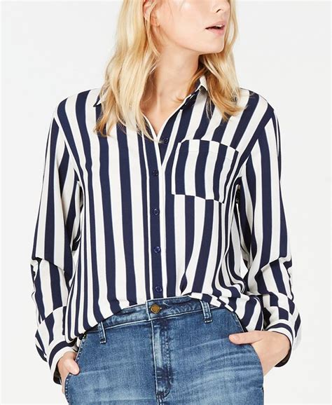 Michael Kors Striped Oversized Shirt Macys