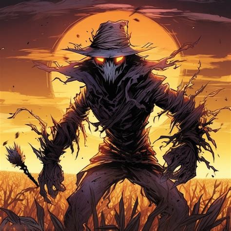 Premium AI Image | scarecrow field halloween fantasy illustration art poster magic art creepy ...