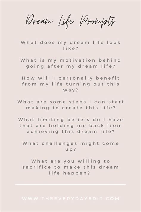 Dream Life Journal Prompts Journaling Prompts For Dream Life Create