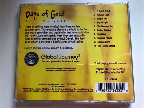 Days Of Gold Paul Carroll Global Journey Audio Cd 2000 Hgj3623