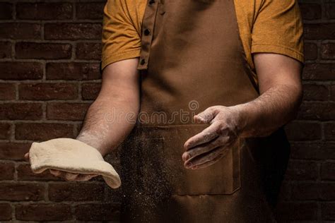 Man Kneading Dough Baker With Flour Beautiful And Strong Men S Hands