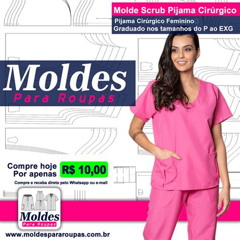 Molde Pdf Pijama Cir Rgico Feminino Scrub Do P Ao Exg Moldes Para