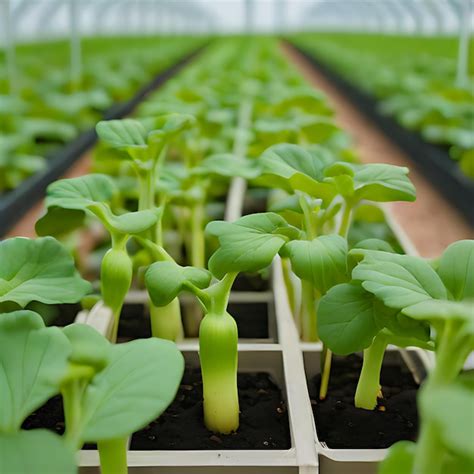 Premium Photo A Row Of Green Plants In A Greenhouse With A Row Of