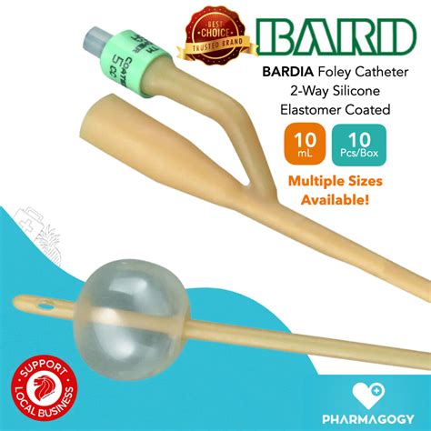 BARD Foley Catheter Silicone Elastomer Coated 2 Way 10ml 10pc Box 12F