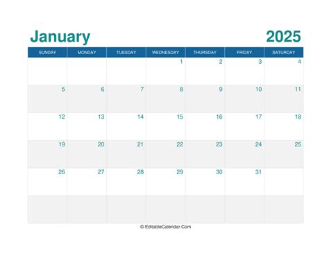 January Calendar Editable Templates For Ppt Dorine Bernelle