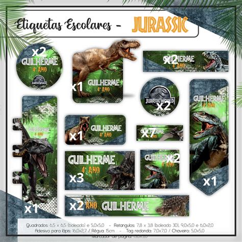 Etiquetas Escolares Identificação Adesivas Personalizadas Jurassic Park Shopee Brasil