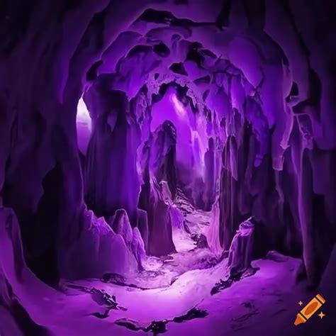 Image of a mesmerizing purple crystal cave