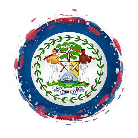 Round grunge flag of Belize with splashes in flag color. 20254443 ...