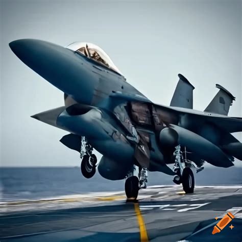 Cinematic Photo Of A Fighter Jet On An Aircraft Carrier On Craiyon