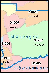 Muscogee County Zip Code Map