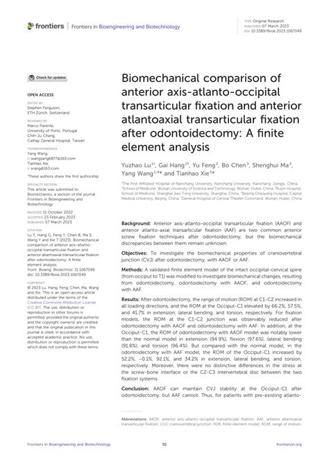 Pdf Biomechanical Comparison Of Anterior Axis Atlanto Occipital