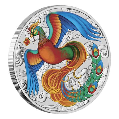 Srebrna Moneta Chinese Myths Silver Phoenix Uncja Kolor