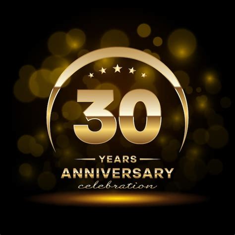 Premium Vector 30th Anniversary Logo Design With Golden Color And Ring For Birthday Event Logo