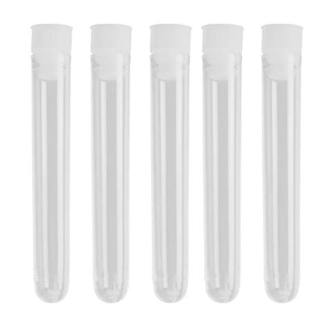 100Pcs Clear Plastic Test Tubes With White Screw Caps Sample Containers