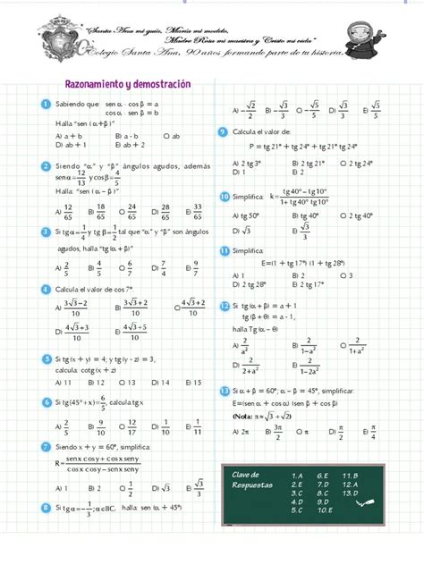 Ficha2 Razones Trigonometricas De Angulos Compuestos Pdf