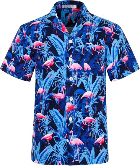 Herren Hawaii Shirt Kurzarm Aloha Hemd Strand Party Blumen Hemd Urlaub