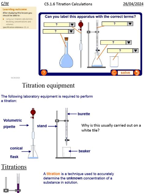 Titration Calculations | PDF | Titration | Chemistry