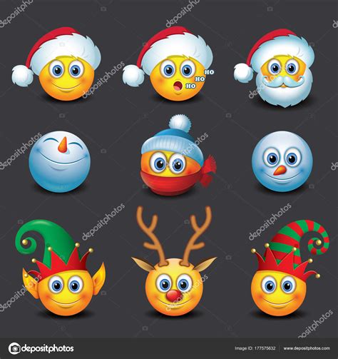 Emoticones Y Simbolos De Navidad Conjunto Emoticonos Navidad