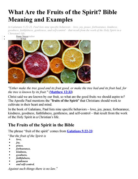 The Fruit Of The Holy Spirit What Are The Fruits Of The Spirit Bible Meaning And Examples In