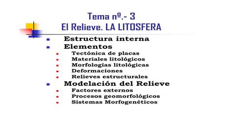 Tema N El Relieve La Litosfera Previa Uclm Es Elementos