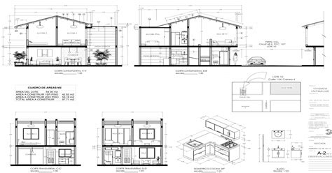 Plano Cortes De Casa Unifamiliar 2 Pisos 6 00m X 9 00m 97 71 M2