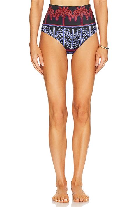 Johanna Ortiz Mahaba High Waist Bikini Bottom In Serengeti Black Navy