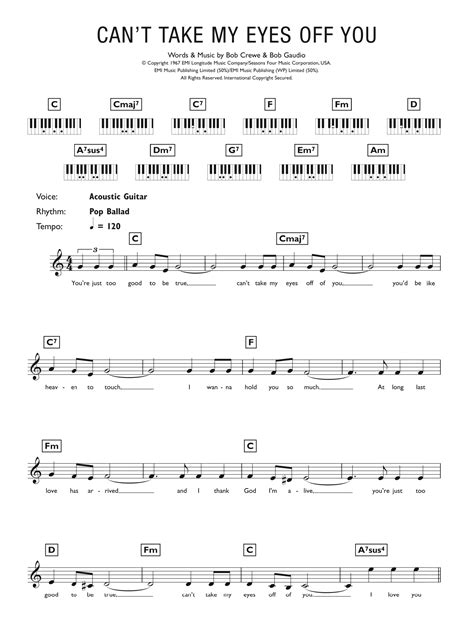 Can T Take My Eyes Off Of You Keyboard Abridged Sheet Music