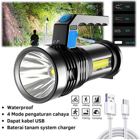 Jual Senter Led Super Terang Rechargeable Cob Senter Led Jarak Jauh