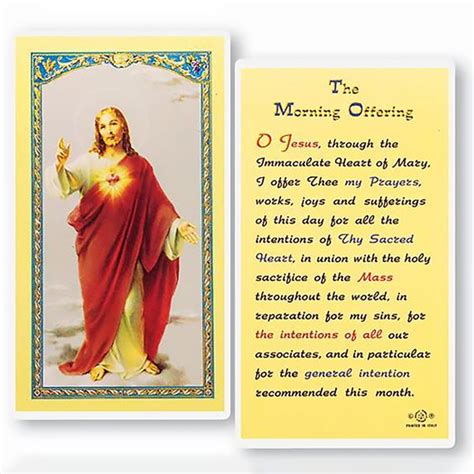 Laminated Holy Card Morning Offering Ewtn Religious Catalogue