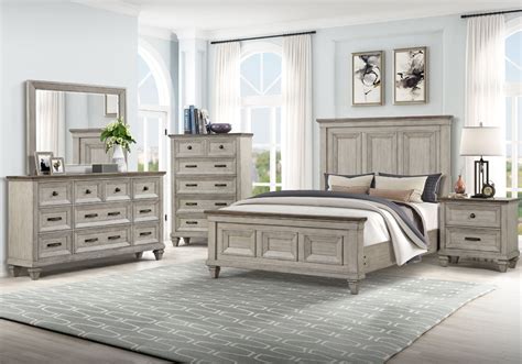 Mariana Vintage Cream Queen Panel Bedroom Set - Lexington Overstock ...