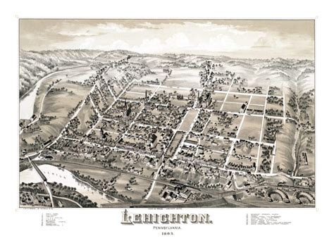 Historic Old Map Of Lehighton Pennsylvania From 1883