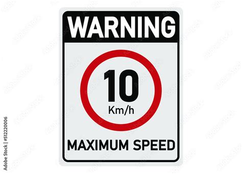 Km Per Hour Traffic Sign For Maximum Permitted Speed Stock Vector