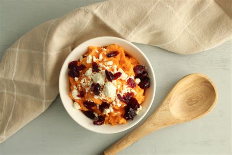 Mashed Sweet Potatoes With Feta And Cranberries Landscape 2 Savor Recipes