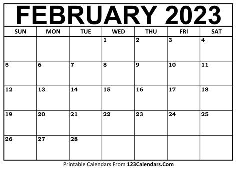 Free Printable February Calendar - Good calendar idea