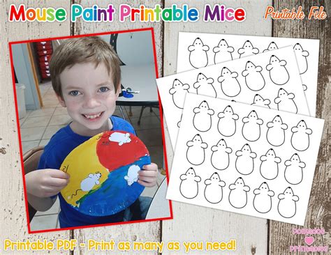 Mouse Paint Printable Mice Primary And Secondary Color Activity Print Cut And Glue Digital