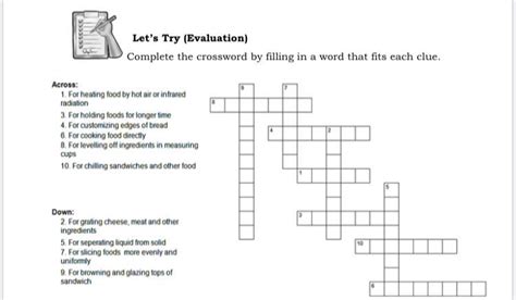 Lets Try Evaluation Complete The Crossword By Filling In A Word That