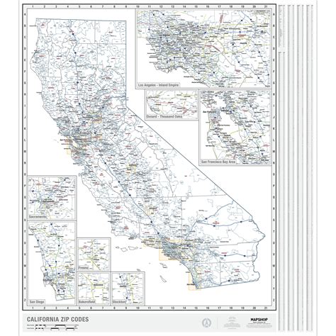 California Zip Code Wall Map by MapShop - The Map Shop