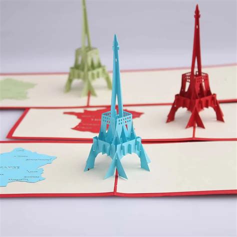 La Tour Eiffel Tower Handmade Kreatywny Kirigami And Origami 3d Pop Up Powitanie And T Cards