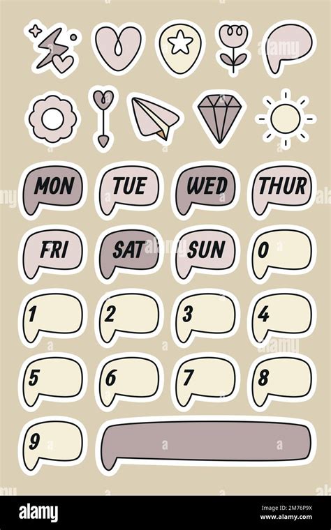 Cute Planner Sticker Vector Collection Stock Vector Image Art Alamy