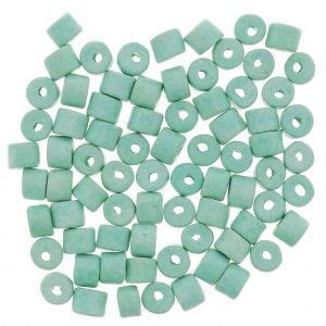 Perles tubes style Heishi en céramique 5x4 mm Vert turquoise mat x20