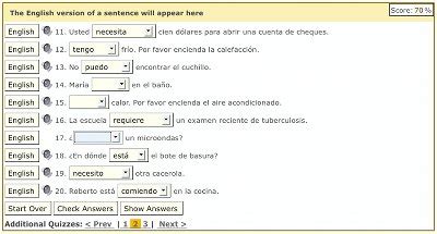 Spanish Sentence Quizzes