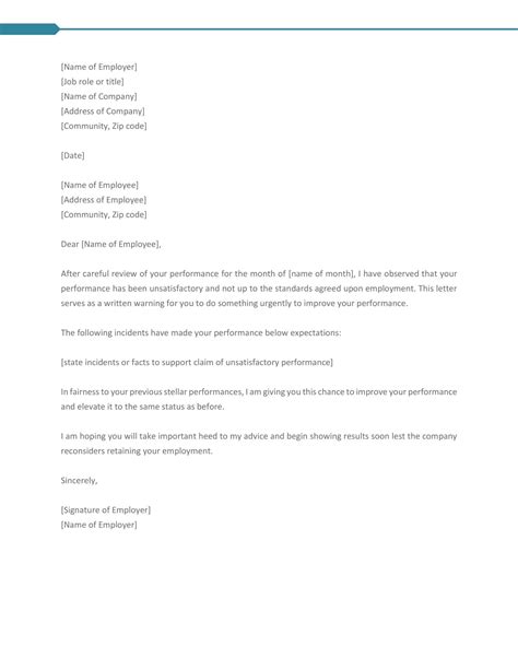 Free Printable Professional Warning Letter Sample Pdf Employee