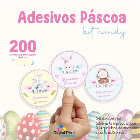 200 Adesivos Vinil Páscoa 4x4cm Personalizado Elo7