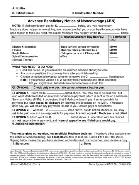 Fillable Online Advance Beneficiary Notice Of Noncoverage Abn Information Guide Fax Email