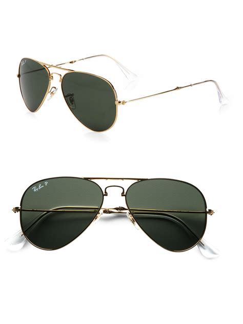 Ray Ban Metal Folding Aviator Sunglasses In Gold Lyst