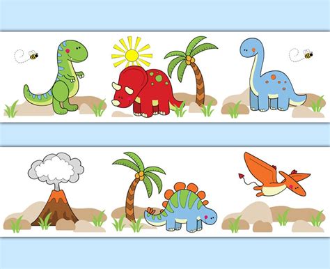 DINOSAUR WALLPAPER BORDER Decal Wall Art Boy T-Rex Nursery