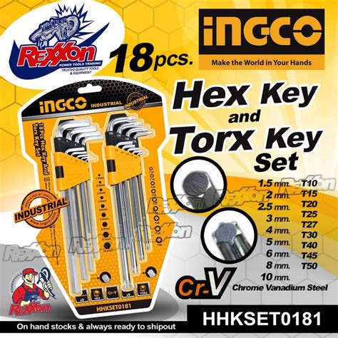 Ingco Pcs Hex Key And Torx Key Set Hhkset Rexxon Power Tools